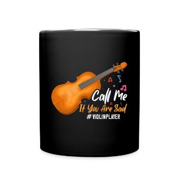 Ruf mich an, wenn du traurig bist - Violine - Tasse einfarbig - Schwarz - Vorne