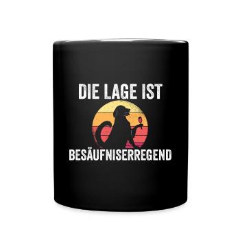 Hund Wein Die Lage ist Besäufniserregend - Tasse einfarbig - Schwarz - Vorne