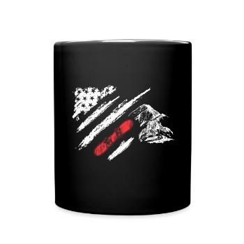 Snowboard in Amerika Flagge - Tasse einfarbig - Schwarz - Vorne