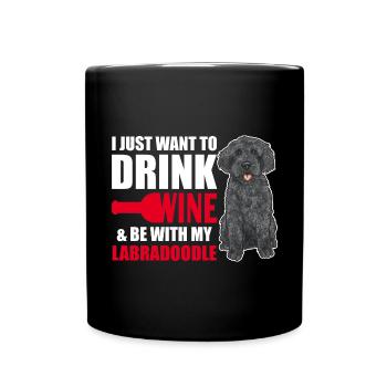 Labradoodle Hund - Tasse einfarbig - Schwarz - Vorne