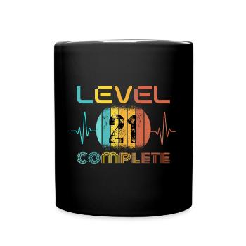 21 Jahre - 21. Geburtstag Level 21 Complete Design - Tasse einfarbig - Schwarz - Vorne