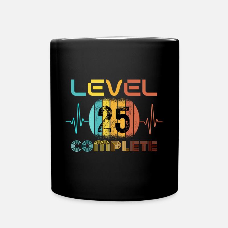 25 Jahre - 25. Geburtstag Level 25 Complete Design - Tasse einfarbig - Schwarz