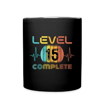 15 Years - 15th Birthday Level 15 Complete Design - Full Colour Mug - black - Front