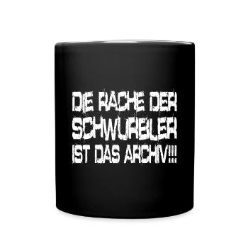 Die Rache der Schwurbler ist das Archiv - Tasse einfarbig - Schwarz - Vorne