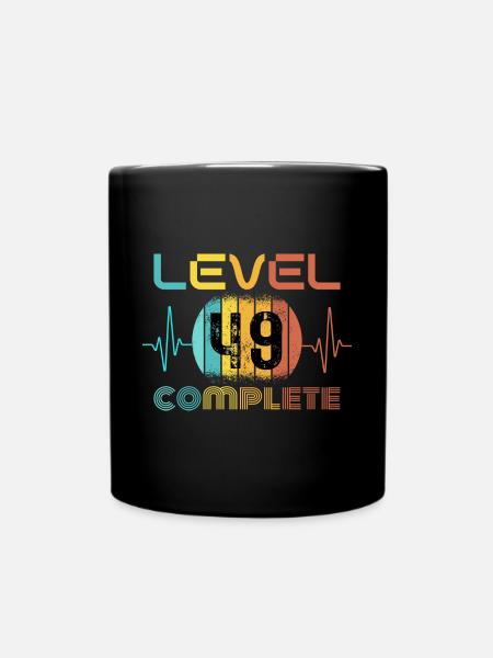 49 Jahre - 49. Geburtstag Level 49 Complete Design - Ensfarvet krus - sort