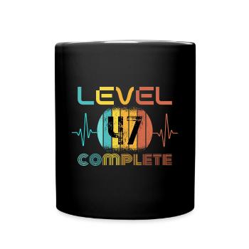 47 Jahre - 47. Geburtstag Level 47 Complete Design - Tasse einfarbig - Schwarz - Vorne