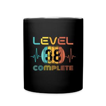 38 Jahre - 38. Geburtstag Level 38 Complete Design - Tasse einfarbig - Schwarz - Vorne