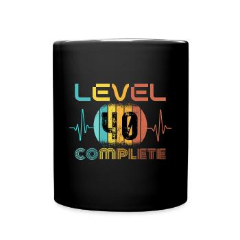 40 Jahre - 40. Geburtstag Level 40 Complete Design - Tasse einfarbig - Schwarz - Vorne