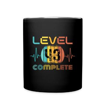 43 Jahre - 43. Geburtstag Level 43 Complete Design - Tasse einfarbig - Schwarz - Vorne