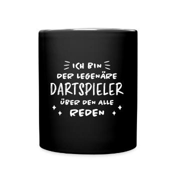 Dartspieler Witz Spruch Darts Dartpfeil Geschenk - Tasse einfarbig - Schwarz - Vorne