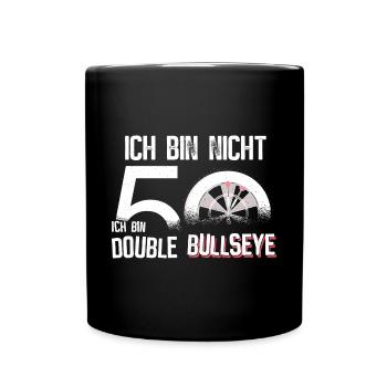 50. Geburtstag - Darts Bullseye - Tasse einfarbig - Schwarz - Vorne
