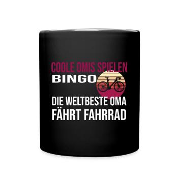 Die weltbeste Oma fährt Fahrrad. - Tasse einfarbig - Schwarz - Vorne