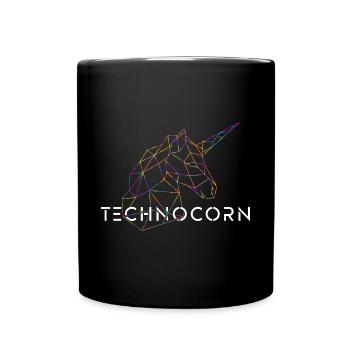 Techno Unicorn / Einhorn - Tasse einfarbig - Schwarz - Vorne