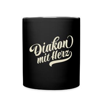 Diakon mit Herz - Motivation und Erfolg - Tasse einfarbig - Schwarz - Vorne