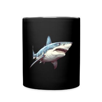 Weißer Hai - Tasse einfarbig - Schwarz - Vorne