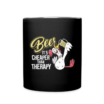 Beer günstiger als Therapie - Tasse einfarbig - Schwarz - Vorne