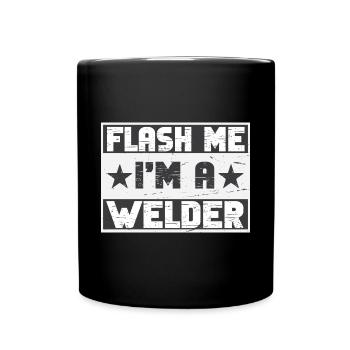 Schweißen Schweißer Spruch Schlosser - Tasse einfarbig - Schwarz - Vorne