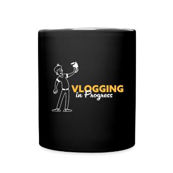 Vlogging im Gange - Tasse einfarbig - Schwarz - Vorne