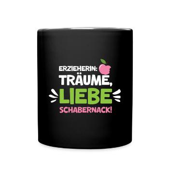 Erzieherin Weihnachten Schabernack Traum Liebe - Tasse einfarbig - Schwarz - Vorne