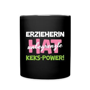 Erzieherin Kita Unbegrenzte Keks Power - Tasse einfarbig - Schwarz - Vorne