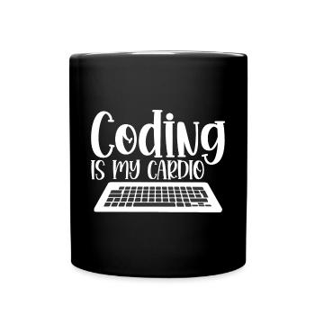Coding Is My Cardio 4 - Tasse einfarbig - Schwarz - Vorne