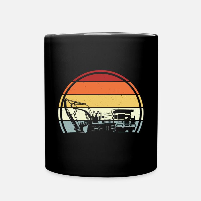 Bagger Baustelle - Tasse einfarbig - Schwarz