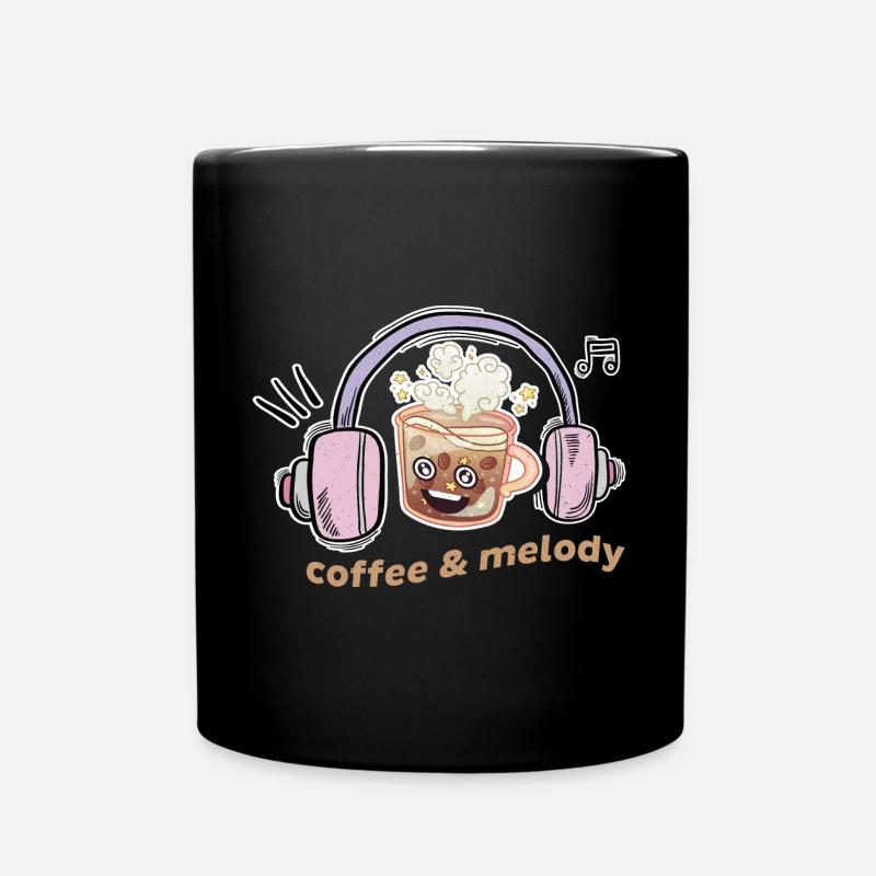 Kaffee & Musik Melodie - Tasse einfarbig - Schwarz
