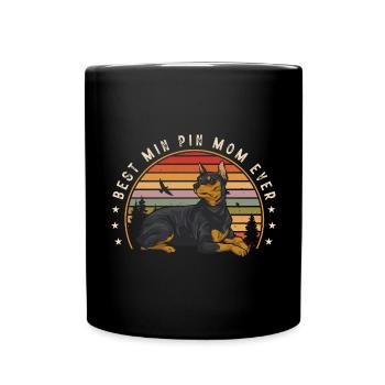 Miniature Pinscher Rehpinscher Min Pin Dog - Full Colour Mug - black - Front