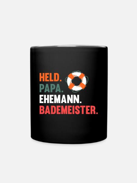Rettungsschwimmer Papa Vater Bademeister - Tasse einfarbig - Schwarz