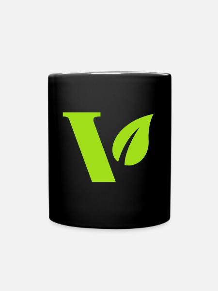 Vegan V Design für stolze Veganer - Tasse einfarbig - Schwarz