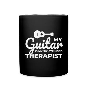 Six-Stringed Therapy: Celebrating the Guitar - Full Colour Mug - black - Front