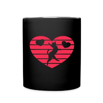 Love Cat Heart Cats Love Heart - Full Colour Mug - black - Front