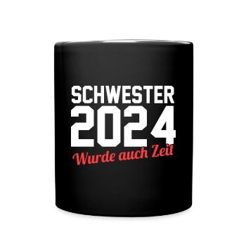Werdende Schwester 2024 - Tasse einfarbig - Schwarz - Vorne