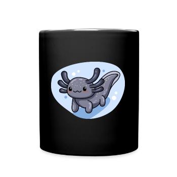 Stark markierter melanoider Axolotl für Fans - Tasse einfarbig - Schwarz - Vorne
