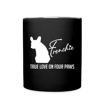 Frenchie amour sur quatre pattes - Mug uni - noir - Devant