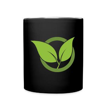 Green Leaves Icon Design for Proud Vegans - Full Colour Mug - black - Front