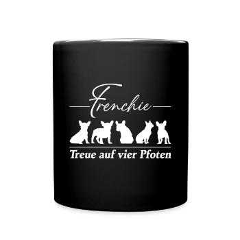 Frenchie Französische Bulldogge Treue auf Pfoten - Tasse einfarbig - Schwarz - Vorne