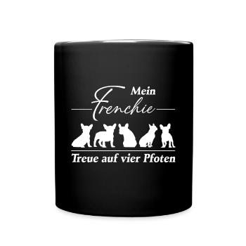 Frenchie Französische Bulldogge Treue auf Pfoten - Tasse einfarbig - Schwarz - Vorne