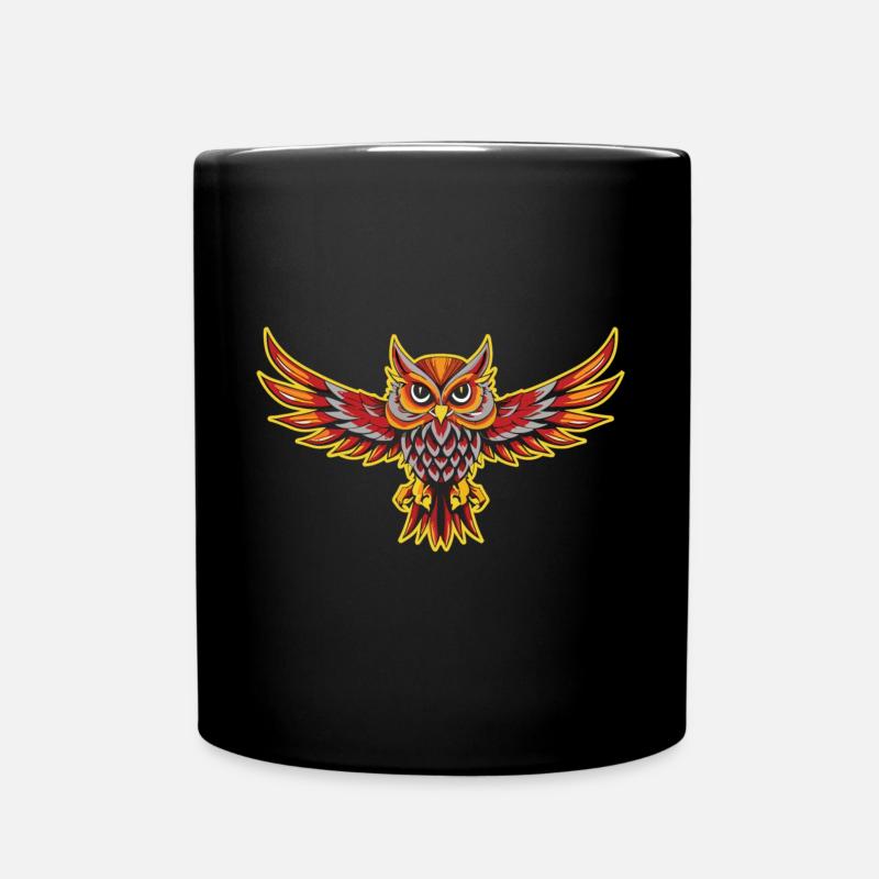 Hibou de style tribal : un symbole de sagesse - Mug uni - noir