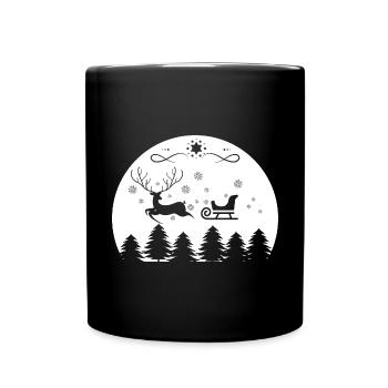 Weihnachtsmann Lebkuchen Rentier Winter - Tasse einfarbig - Schwarz - Vorne