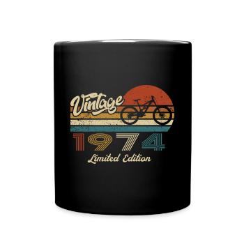 50th Birthday 1974 Vintage Retro Bicycle Cyclist - Full Colour Mug - black - Front
