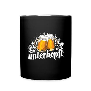 Unterhopft - Biergläser - Biertrinker Spruch - Tasse einfarbig - Schwarz - Vorne