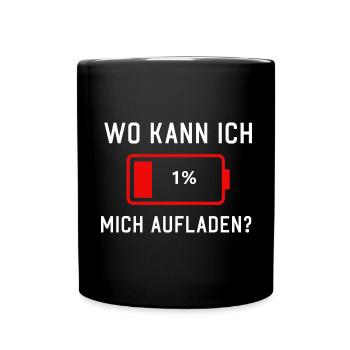 Wo kann ich mich Aufladen leere Akku und Batterie - Tasse einfarbig - Schwarz - Vorne