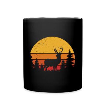 Hirsch Jagd Rotwild Jäger Wald Natur - Tasse einfarbig - Schwarz - Vorne