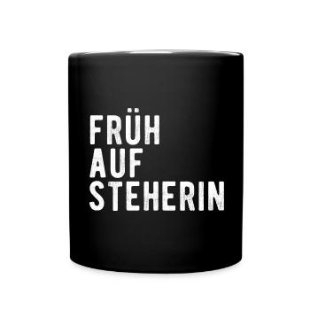 Frühaufsteherin Morgenmensch Frühe Vogel - Tasse einfarbig - Schwarz - Vorne