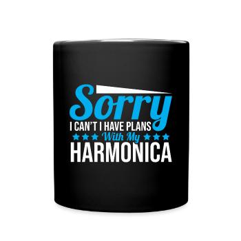 Playing Harmonica Gift - Full Colour Mug - black - Front