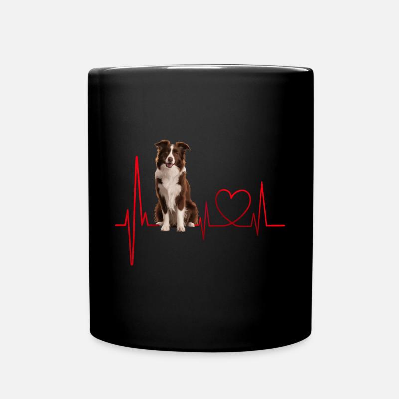 Herzschlag-Geschenk für Hunde - Tasse einfarbig - Schwarz