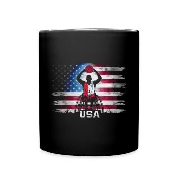 Cadeau de basketball en fauteuil roulant - Mug uni - noir - Devant