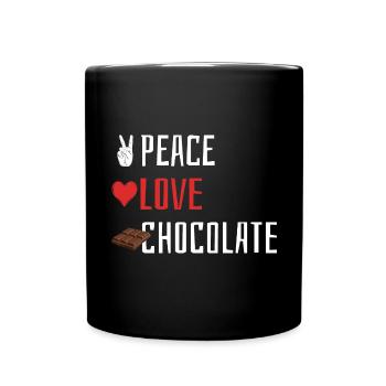 Peace Love Chocolate - Heart - Full Colour Mug - black - Front