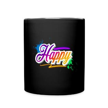 Happy - Tasse einfarbig - Schwarz - Vorne